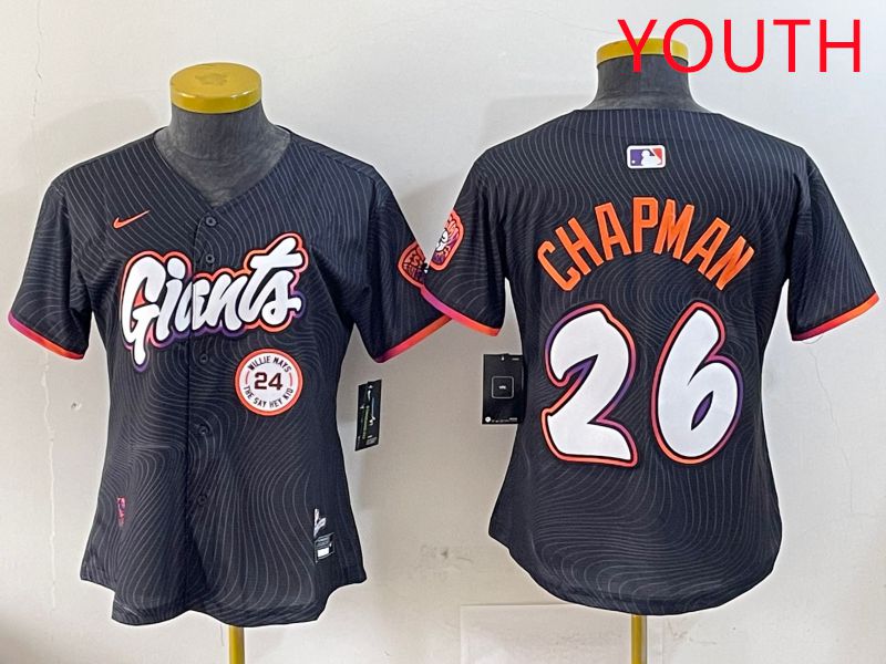 Youth San Francisco Giants #26 Chapman Black Joint Name Nike 2025 MLB Jersey style 10->youth mlb jersey->Youth Jersey